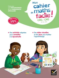 Mon cahier de maths facile ! adapté aux enfants DYS ou en difficulté d'apprentissage CM1-CM2