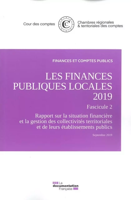 Les finances publiques locales 2019 - Rapport sur la situation -  Cour Des Comptes - DOC FRANCAISE