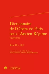 Dictionnaire de l'Opéra de Paris sous l'Ancien Régime