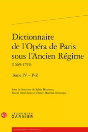 Dictionnaire de l'Opéra de Paris sous l'Ancien Régime