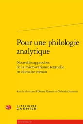 Pour une philologie analytique