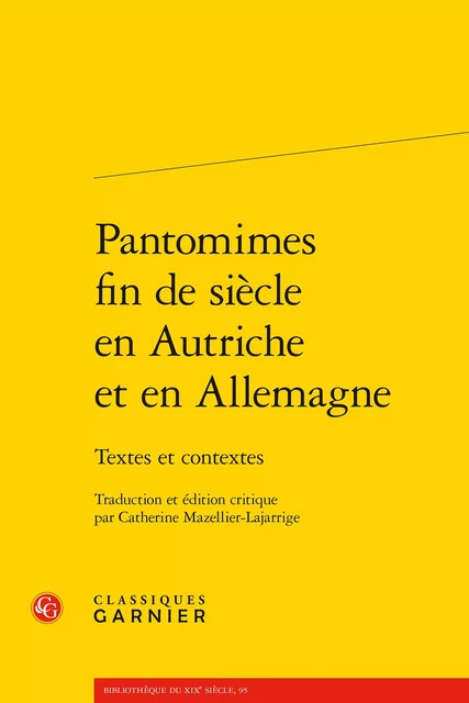 Pantomimes fin de siècle en Autriche et en Allemagne -  ANONYME - CLASSIQ GARNIER