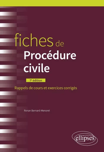 Fiches de procédure civile - Ronan Bernard-Menoret - EDITION MARKETING