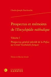 Prospectus et mémoires de l'Encyclopédie méthodique