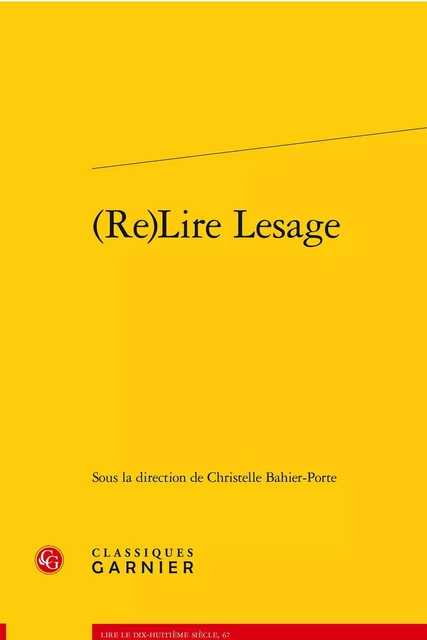 (Re)Lire Lesage -  Collectif - CLASSIQ GARNIER