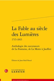 La Fable au siècle des Lumières