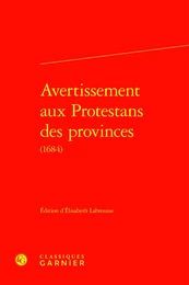 Avertissement aux Protestans des provinces