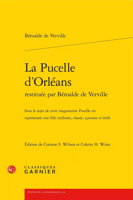 La Pucelle d'Orléans -  Béroalde de Verville - CLASSIQ GARNIER