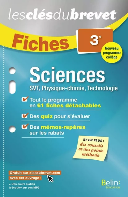 Fiches Sciences (SVT, Physique-chimie, Technologie) - 3ème - Manuella Van Praet, Mélanie Joubel, Yoann Lefèvre, Driss Soudani, Cyril Martin - BELIN EDUCATION