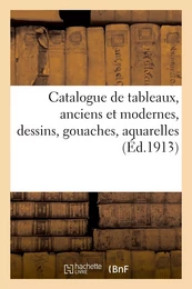 Catalogue de tableaux, anciens et modernes, dessins, gouaches, aquarelles