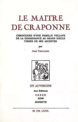 Le Maitre de Craponne - Torrilhon Jean - CREER