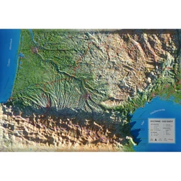 CARTE EN RELIEF DE L'OCCITANIE - SUD OUEST