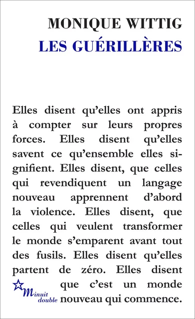 Les guérillères - Monique Wittig - MINUIT