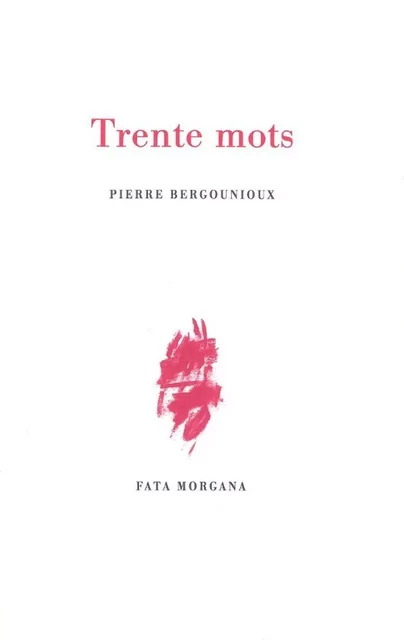 Trente mots - Pierre BERGOUNIOUX - Fata Morgana