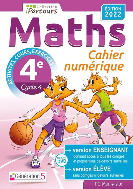 Cahier numérique iParcours Maths 4e (DVD enseignant site) 2022 - Katia HACHE, Sébastien HACHE - GENERATION 5