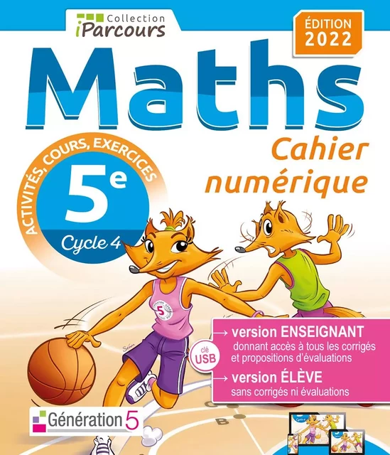 Cahier numérique iParcours Maths 5e (clé USB) 2022 - Katia HACHE, Sébastien HACHE - GENERATION 5