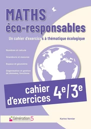 Cahier d'exercices Maths éco-responsables 4e/3e