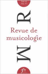 Revue de musicologie, tome 101, n° 2 (2015)