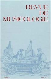 Revue de musicologie tome 67, n° 1 (1981)