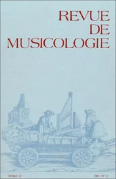 Revue de musicologie tome 67, n° 2 (1981)