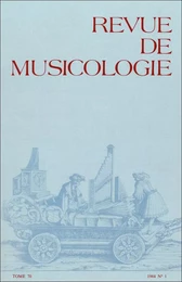 Revue de musicologie tome 70, n° 1 (1984)