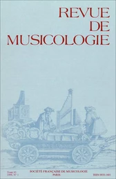 Revue de musicologie tome 85, n° 1 (1999)