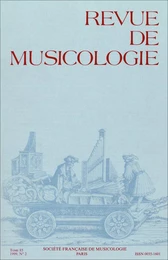 Revue de musicologie tome 85, n° 2 (1999)