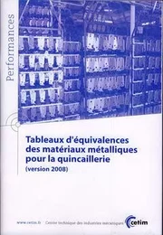 Tableaux d'équivalences des matériaux métalliques pour la quincaillerie - version 2008