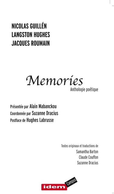 MEMORIES - Nicolás Guillén, langston hughes, JACQUES ROUMAIN - IDEM