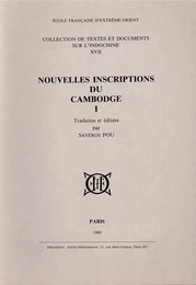 Nouvelles inscriptions du Cambodge Tome I