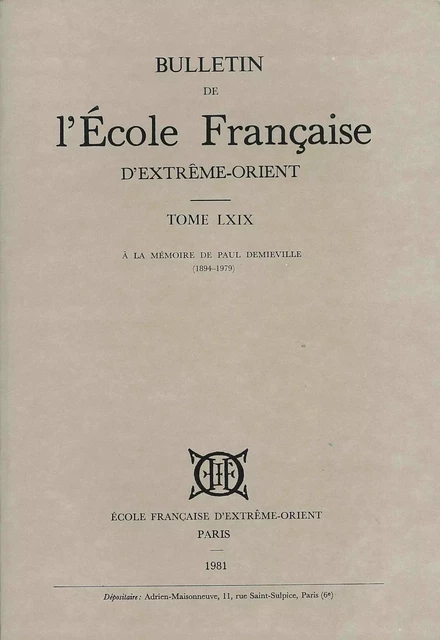 Numéro spécial : Mélanges à la mémoire de Paul Demiéville (1894-1979) -  Collectif - EFEO