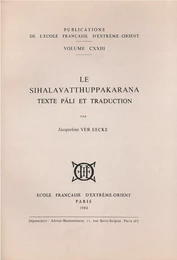 Le Sihalavatthuppakarana. Texte pali et traduction