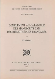 Complément au catalogue des manuscrits cam des bibliothèques françaises