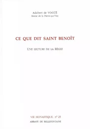 CE QUE DIT SAINT BENOIT