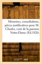 Mémoires, consultations et pièces justificatives pour M. Chasles, curé de la paroisse Notre-Dame