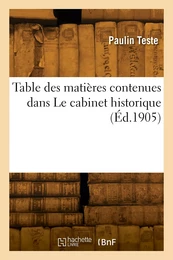 Table des matières contenues dans Le cabinet historique