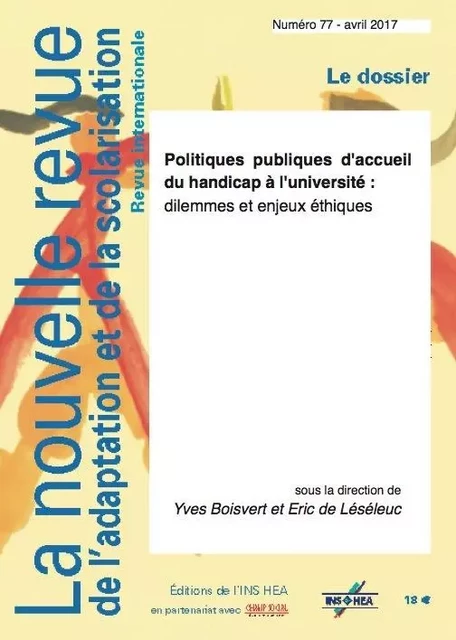 Nras 77. Politiques Publiques D'Accueil Du Handicap A L'Universite : Dilemmes Et Enjeux Ethiques -  Collectif - CHAMP SOCIAL