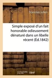 Simple exposé d'un fait honorable odieusement dénaturé dans un libelle récent