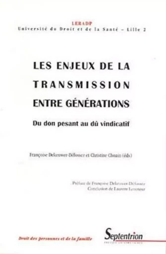 Les enjeux de la transmission entre générations -  PU Septentrion - PU SEPTENTRION