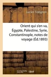 Orient qui s'en va, Égypte, Palestine, Syrie, Constantinople, notes de voyage