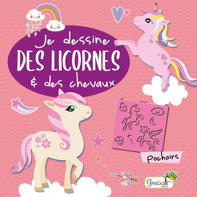 Licornes et chevaux avec des pochoirs -  Collectif - GRENOUILLE