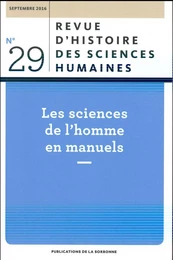 LES SCIENCES DE L HOMME EN MANUELS  SEPTEMBRE 2016 N 29