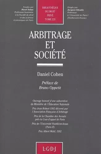 arbitrage et société -  Cohen d. - LGDJ