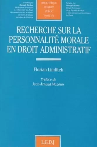 recherche sur la personnalité morale en droit administratif -  Linditch f. - LGDJ