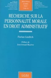 recherche sur la personnalité morale en droit administratif