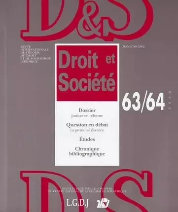 REVUE DROIT ET SOCIETE N 63/64 - 2007 -  Collectif - LGDJ