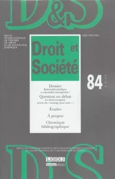 REVUE DROIT ET SOCIETE N 84 - 2013