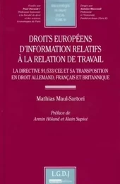 droits européens d'information relatifs  à la relation de travail - la directive