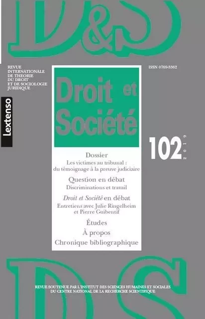 DROIT ET SOCIETE N 102-2019 -  Collectif - LGDJ