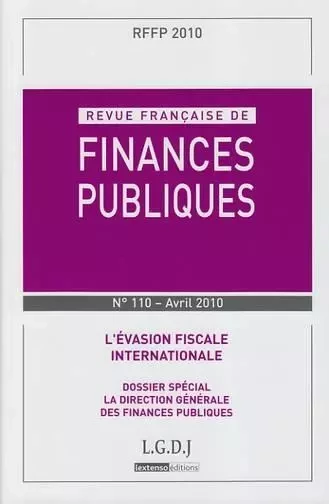 REVUE FRANÇAISE DE FINANCES PUBLIQUES N 110 -  2010 -  Collectif - LGDJ